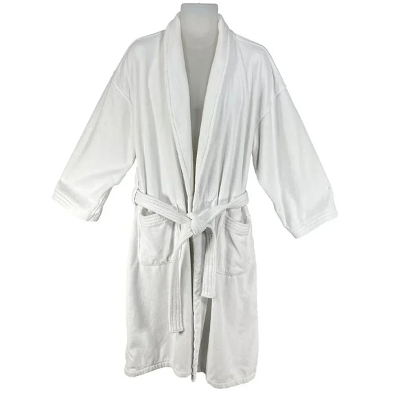 Monarch Cypress Unisex OSFM Luxurious White Heavy 100% Turkish Cotton Spa Robe - Picture 1 of 13